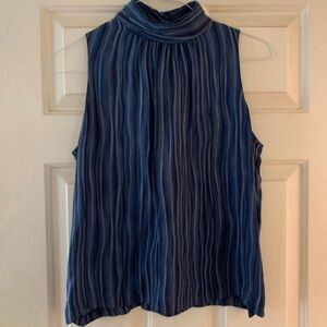 Vintage Jones New York 100% Silk Blue Striped Sleeveless Blouse